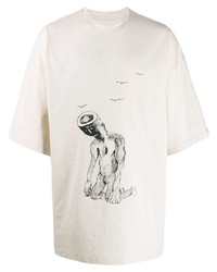 T-shirt girocollo stampata beige di Oamc