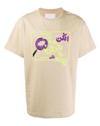 T-shirt girocollo stampata beige di Paria Farzaneh