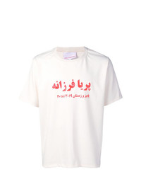 T-shirt girocollo stampata beige di Paria Farzaneh