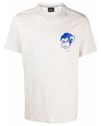 T-shirt girocollo stampata beige di PS Paul Smith