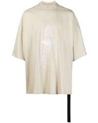 T-shirt girocollo stampata beige di Rick Owens DRKSHDW