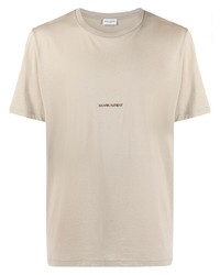 T-shirt girocollo stampata beige di Saint Laurent