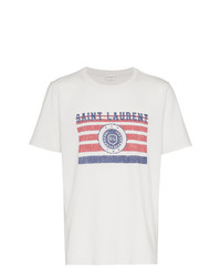 T-shirt girocollo stampata beige di Saint Laurent