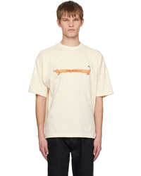 T-shirt girocollo stampata beige di Saintwoods