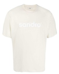 T-shirt girocollo stampata beige di Sandro