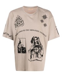 T-shirt girocollo stampata beige di Siberia Hills