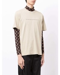 T-shirt girocollo stampata beige di 1017 Alyx 9Sm