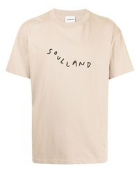 T-shirt girocollo stampata beige di Soulland