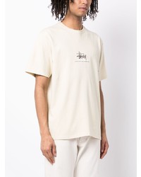 T-shirt girocollo stampata beige di Stussy