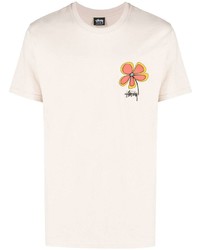 T-shirt girocollo stampata beige di Stussy