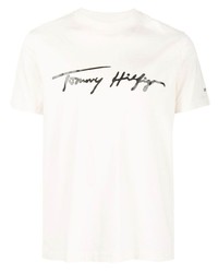 T-shirt girocollo stampata beige di Tommy Hilfiger