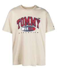 T-shirt girocollo stampata beige di Tommy Jeans