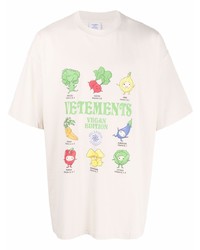 T-shirt girocollo stampata beige di Vetements
