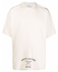 T-shirt girocollo stampata beige di Vetements