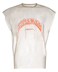 T-shirt girocollo stampata beige di Yoshiokubo