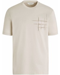 T-shirt girocollo stampata beige di Z Zegna