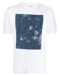 T-shirt girocollo stampata bianca e blu scuro di 1017 Alyx 9Sm