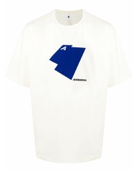 T-shirt girocollo stampata bianca e blu scuro di Ader Error
