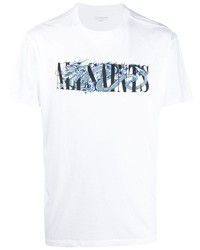 T-shirt girocollo stampata bianca e blu scuro di AllSaints