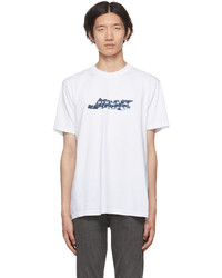 T-shirt girocollo stampata bianca e blu scuro di Awake NY
