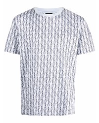 T-shirt girocollo stampata bianca e blu scuro di Billionaire