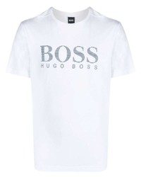 T-shirt girocollo stampata bianca e blu scuro di BOSS HUGO BOSS