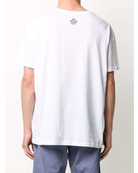 T-shirt girocollo stampata bianca e blu scuro di Mr & Mrs Italy