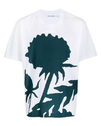T-shirt girocollo stampata bianca e blu scuro di Craig Green