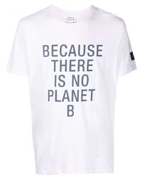 T-shirt girocollo stampata bianca e blu scuro di ECOALF