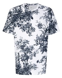 T-shirt girocollo stampata bianca e blu scuro di Erdem