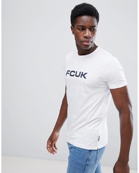 T-shirt girocollo stampata bianca e blu scuro di French Connection