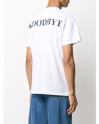 T-shirt girocollo stampata bianca e blu scuro di MACKINTOSH