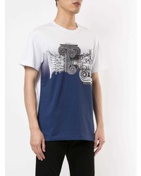 T-shirt girocollo stampata bianca e blu scuro di VERSACE JEANS COUTURE