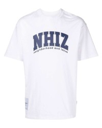 T-shirt girocollo stampata bianca e blu scuro di Izzue