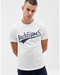 T-shirt girocollo stampata bianca e blu scuro di Jack & Jones