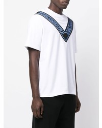 T-shirt girocollo stampata bianca e blu scuro di Karl Lagerfeld