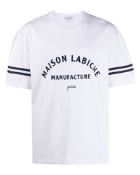 T-shirt girocollo stampata bianca e blu scuro di Maison Labiche