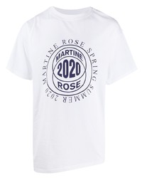 T-shirt girocollo stampata bianca e blu scuro di Martine Rose