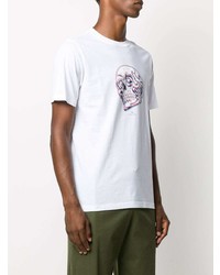 T-shirt girocollo stampata bianca e blu scuro di Paul Smith