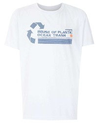 T-shirt girocollo stampata bianca e blu scuro di OSKLEN