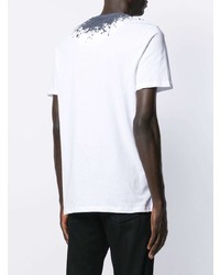 T-shirt girocollo stampata bianca e blu scuro di Frankie Morello