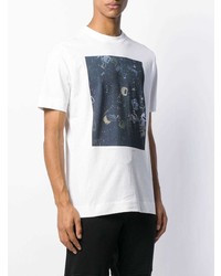 T-shirt girocollo stampata bianca e blu scuro di 1017 Alyx 9Sm