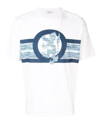 T-shirt girocollo stampata bianca e blu scuro di Pringle Of Scotland