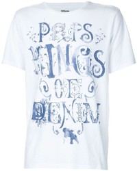 T-shirt girocollo stampata bianca e blu scuro di PRPS