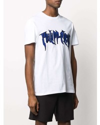 T-shirt girocollo stampata bianca e blu scuro di Philipp Plein