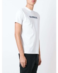 T-shirt girocollo stampata bianca e blu scuro di Aspesi