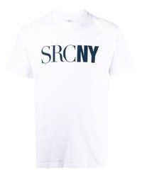 T-shirt girocollo stampata bianca e blu scuro di Sporty & Rich