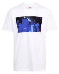 T-shirt girocollo stampata bianca e blu scuro di Supreme