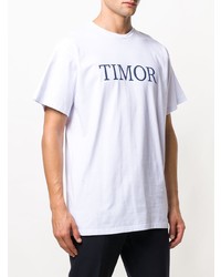 T-shirt girocollo stampata bianca e blu scuro di Paura