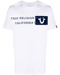 T-shirt girocollo stampata bianca e blu scuro di True Religion